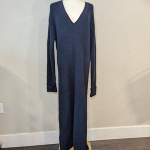 Final Price NAKD Sweater Dress | V Neck, Leg Slit | XL | Black | Goth